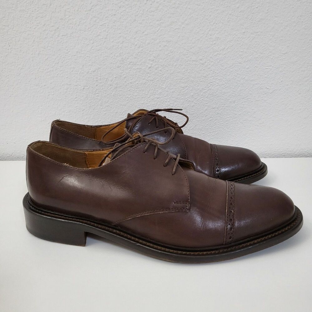 PRINCIPE Dress Shoes Mens 10 Brown Leather Handmade Oxford Made In Italy EUC